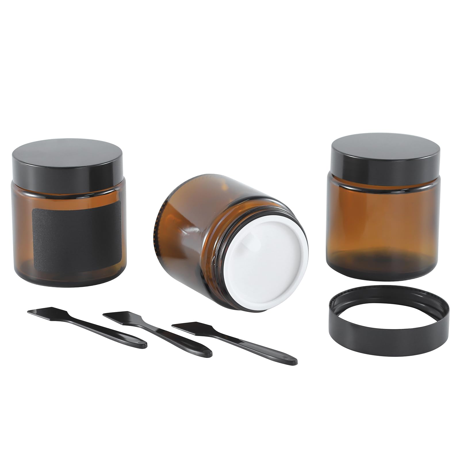 3pcs 4oz Small Amber Glass Jars with Airtight Lids for Lotion