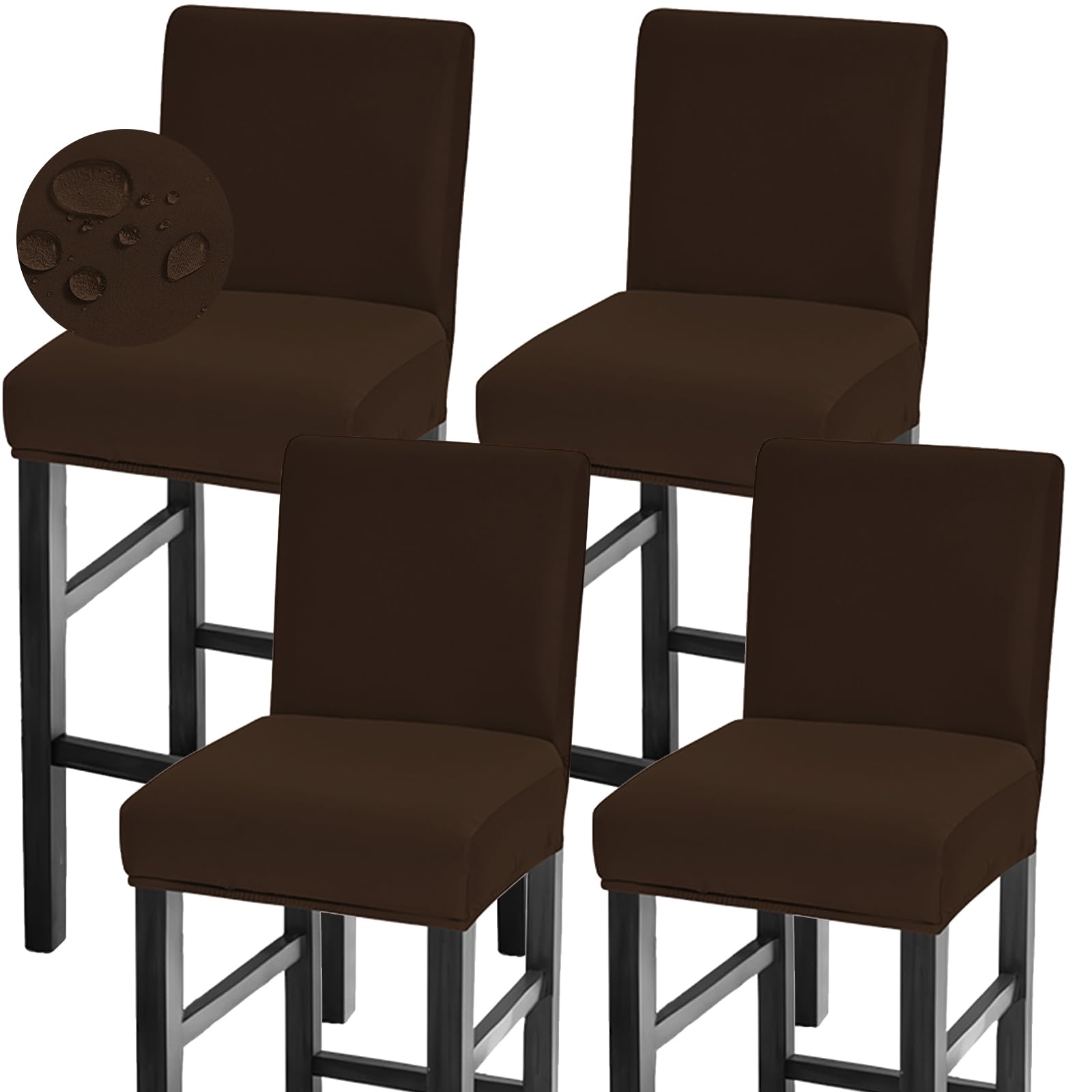 Bar Stool Covers Counter Chair Slipcovers Set of 4,Dark Coffee