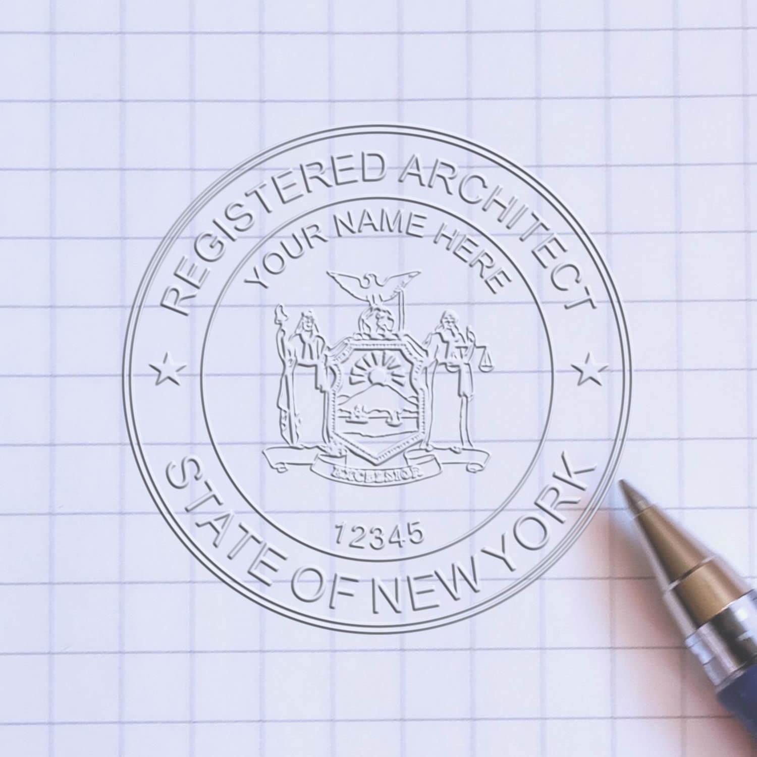 Premium Red Soft Handheld Embossing Seal - NY Architectural Seal, Ideal for New York Architect - Size 1-3/4 - Perfect Architect Seal for New York Professionals - Easy to Use, NY Architect Seal