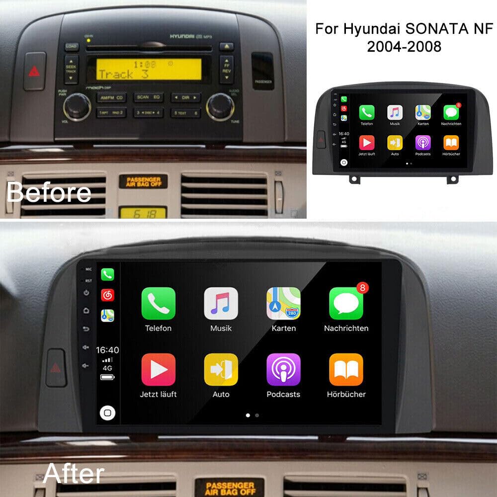 Estéreo de coche doble DIN for Hyundai Sonata NF 2004-2008, pantalla táctil de 9 pulgadas, Android 13, receptor multimedia de audio for coche con CarPlay, Android Auto, radio GPS, navegación, Bluetoot