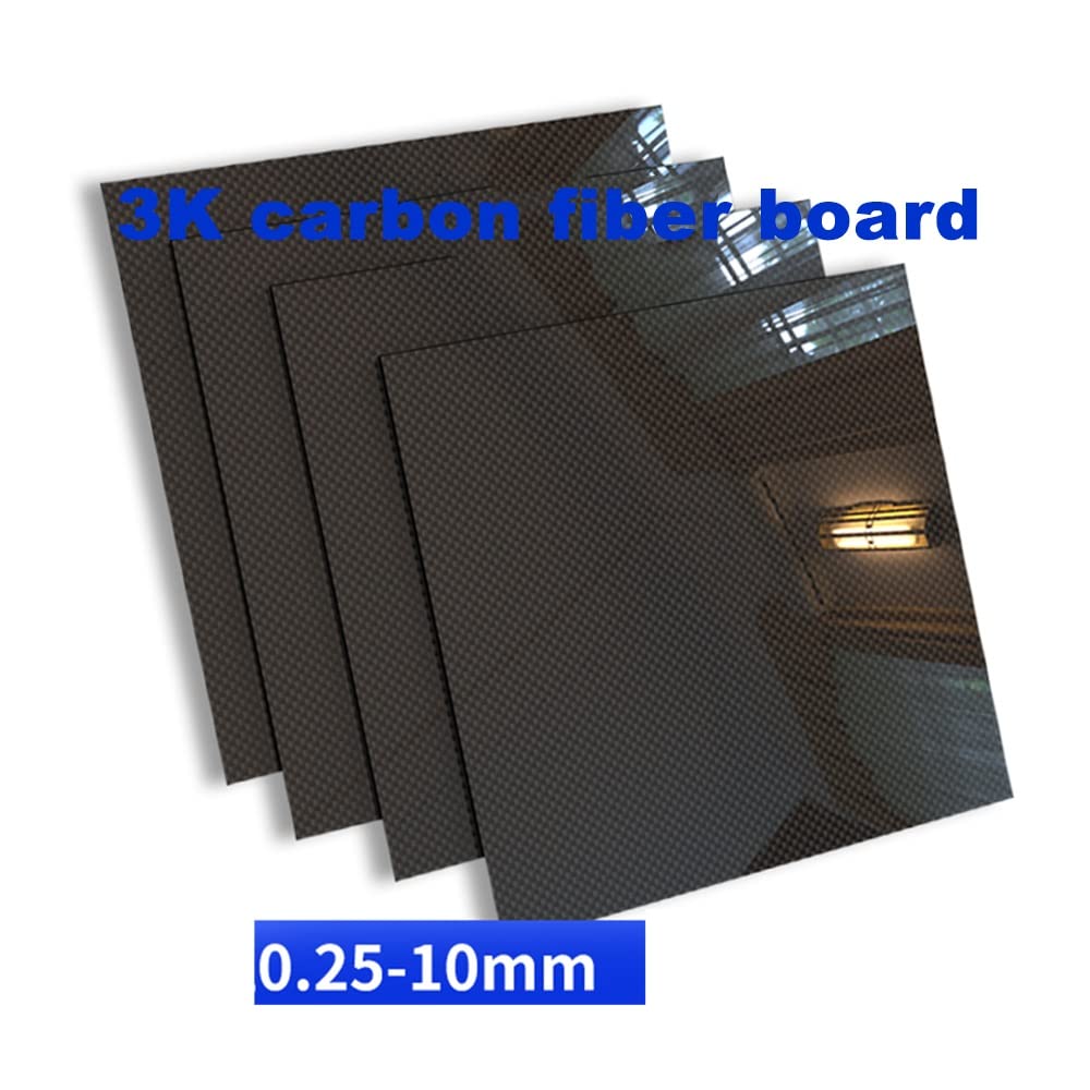JEEIJ 100×250mm 3K Plain Matte Glossy Carbon Plate Panel Sheets, 0.25 0.5 1 1.5 2 2.5 3 4 5 6MM Thickness High Hardness Carbon Fiber Board, 1PCS (Color : Plain Glossy, Size : 100x250x4.0mm)
