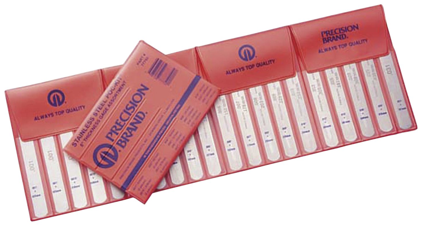 Precision Brand 77750 Stainless Steel Thickness Feeler Gage, 1/2" Width, 5" Length, 20 Blades