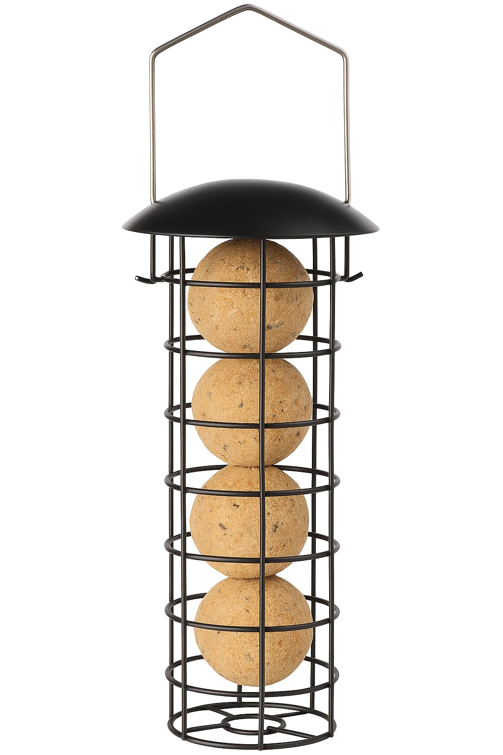 Meisenknödelhalter – Corrie Schwarz – 23,5 cm – Für Meisenknödel – Metall wetterfest – Abnehmbarer Deckel – Flamingo