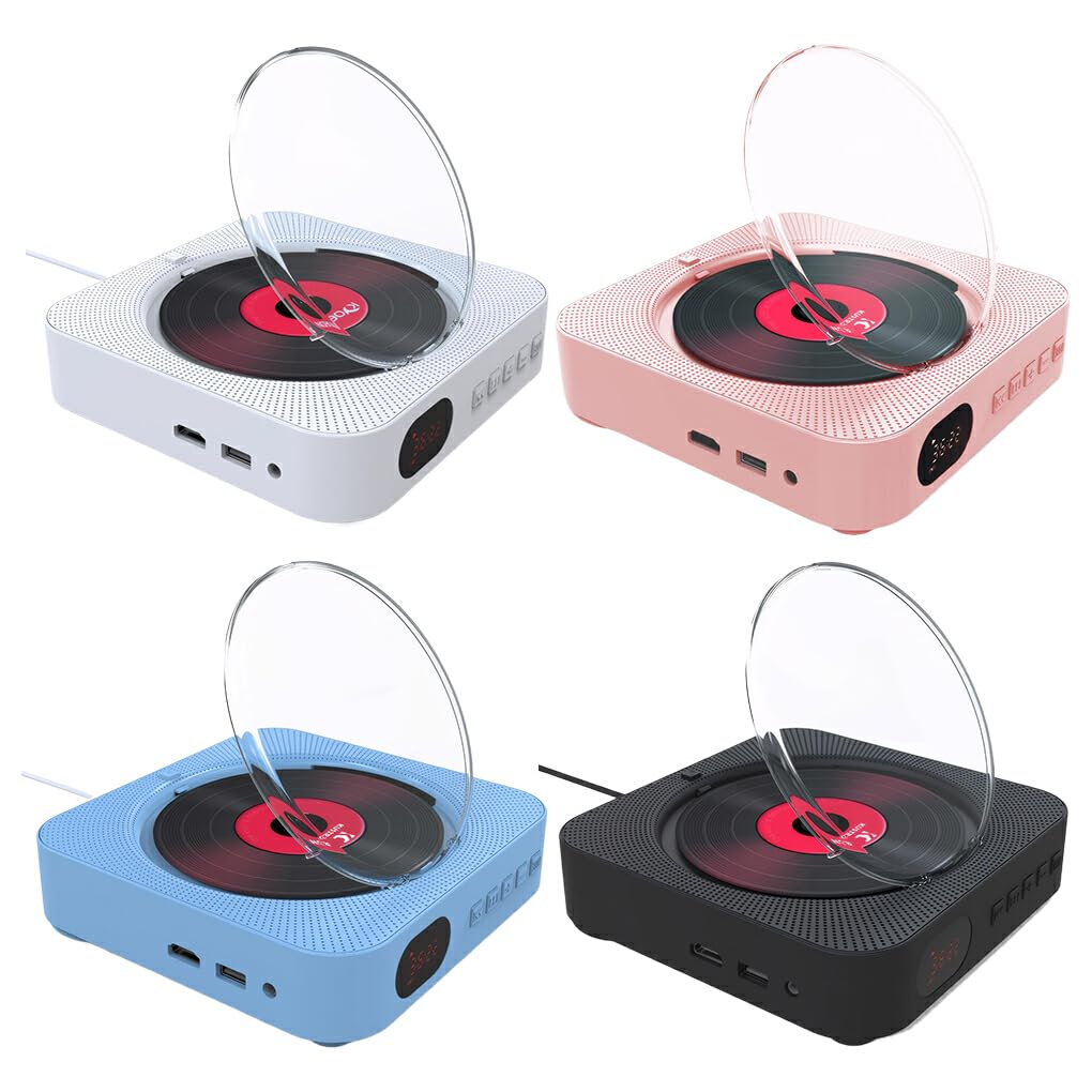 Ailan Lecteur DVD Bluetooth Haut-Parleur intégré Sortie HD 1080P Double Haut-parleurs télécommande Sortie AV ABS lecteurs CD DVD externes, Bleu