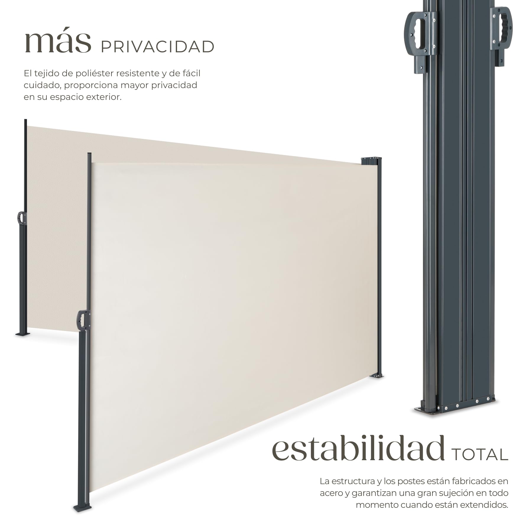tectake® Toldo Retractil Exterior Doble 200x600 cm, Toldos Exterior Terraza, Separador de Ambientes, Paravientos, Toldo Lateral, Toldos Terraza, Parasol Lateral Jardin - Beige