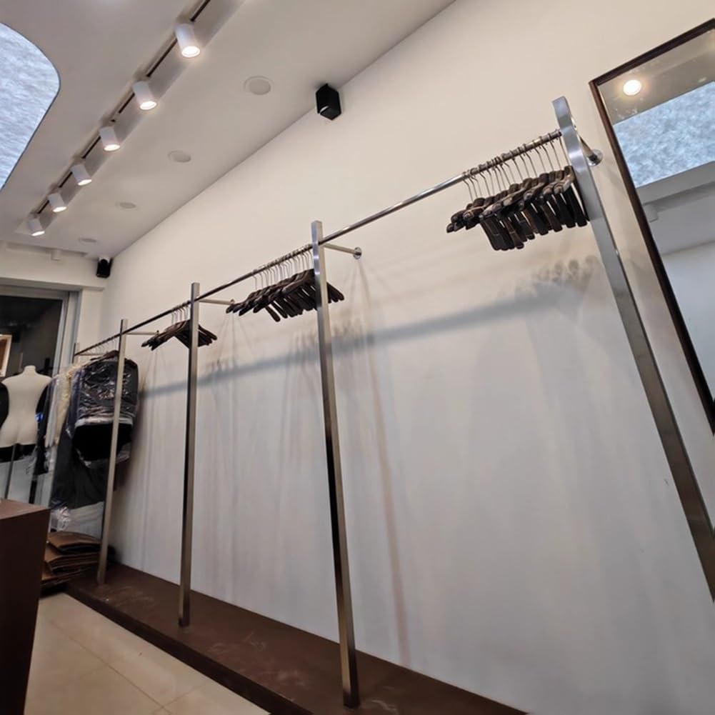 Komercyjny stojak na ubrania ze stali nierdzewnej montowany na ścianie 250 cm szyna ekspozycyjna do sklepów butikowych odzież HanrClothes Sto Solut