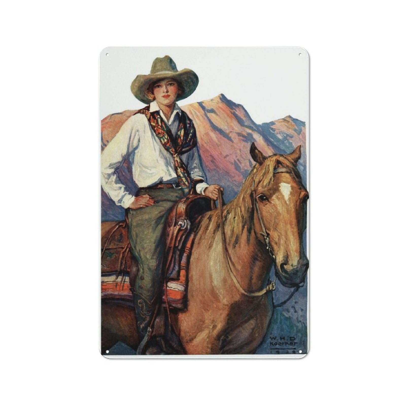 Lasy on The Horse Metal Wall Sign 30x20cm, Modern Retro Loft Wall Plaque for Flat, Bar, Studio Or Gallery Wall