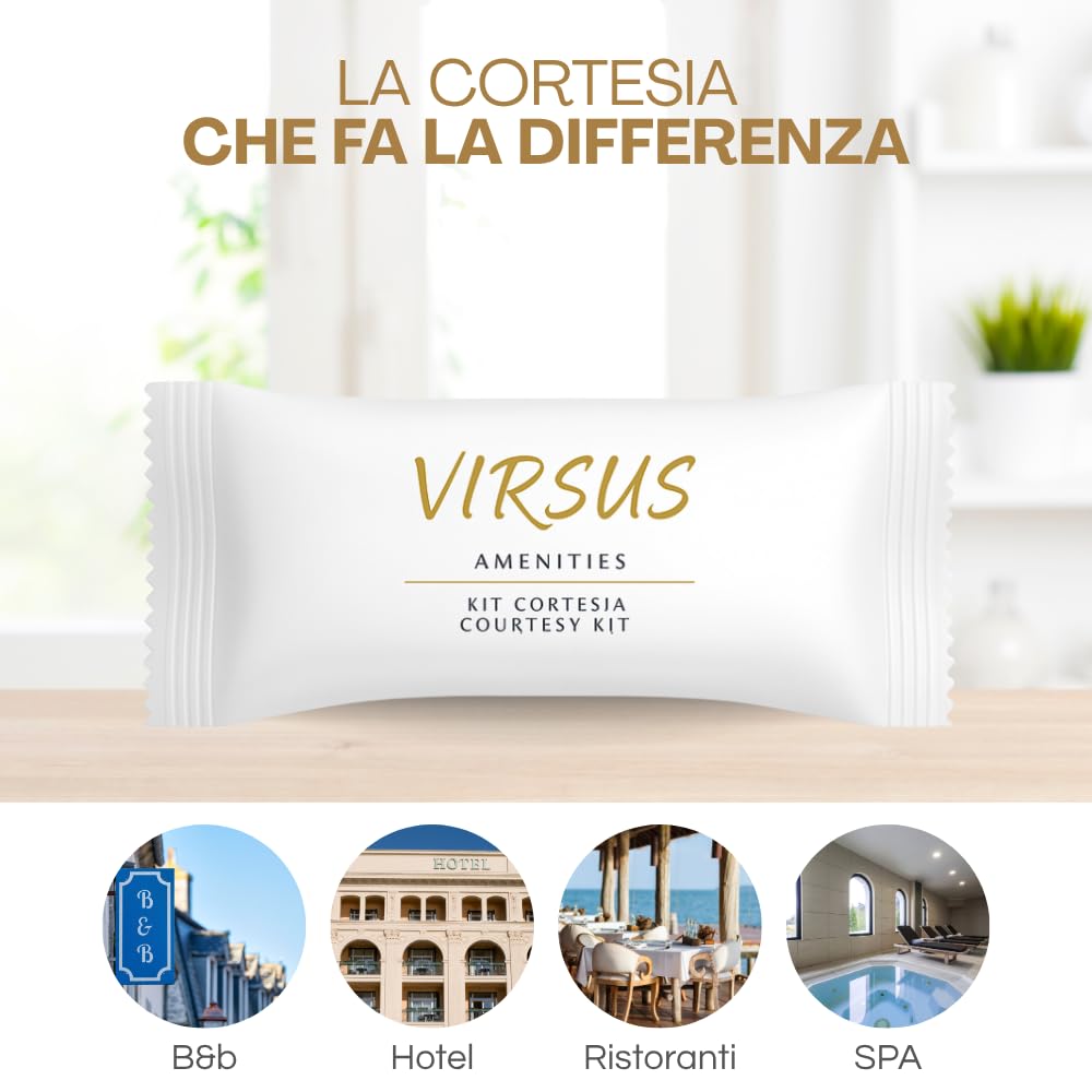 Virsus 200 Pezzi Kit Cortesia in 50 Bustine per Hotel B&B
