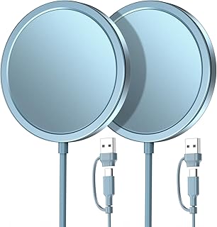 2 Pack Magnetic Wireless Charger 15W Apple Mag-Safe Charger for iPhone 15/14/13/12 Pro/Max/Plus/Mini and AirPods 3/2/Pro 2/Pro Mag Safe Wireless Fast Charging Pad with 5ft Dual Charging Port Cable