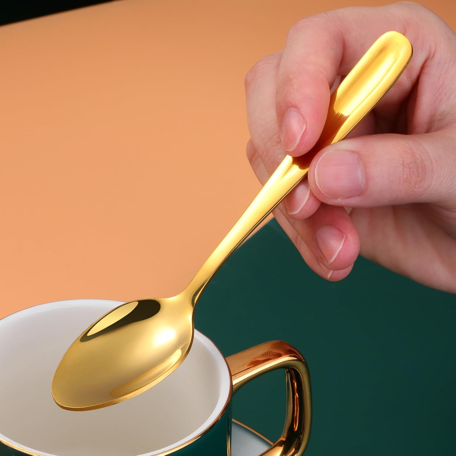 8 Pieces Dessert Spoons Teaspoons Small Coffee Spoons Espresso Spoons, 5.5 Inch (rainbow)