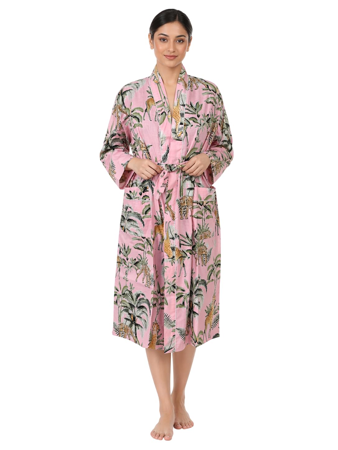 Women Cotton Printed Kimono Free Size, Lightweight Boho Bath Robe for Women, Breathable Summer Wear, Ethnic Print Kimono Cover Up-image-20