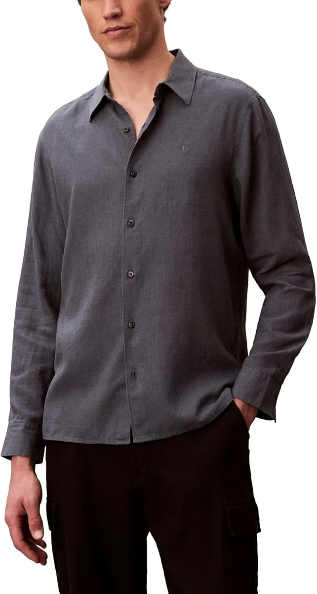 Calvin Klein Men's Long Sleeve Linen Classic Shirt