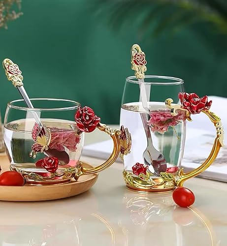 Miniatura 7 de Tazas de café de cristal sin plomo, hechas a mano, sin plomo, con juego de cuchara, regalos únicos para cumpleaños, día de la madre, ideas para