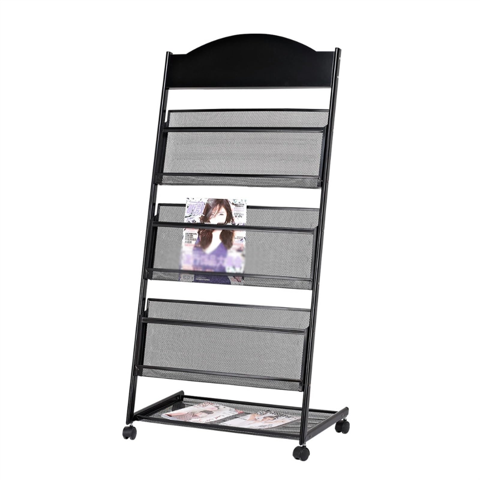 CGCSYZ Floor Standing Magazine Racks, Literature Racks, Storage Racks, Newspaper Display Racks for Exhibitions, Offices Brochure Display Stand for Exhibitions (Black)