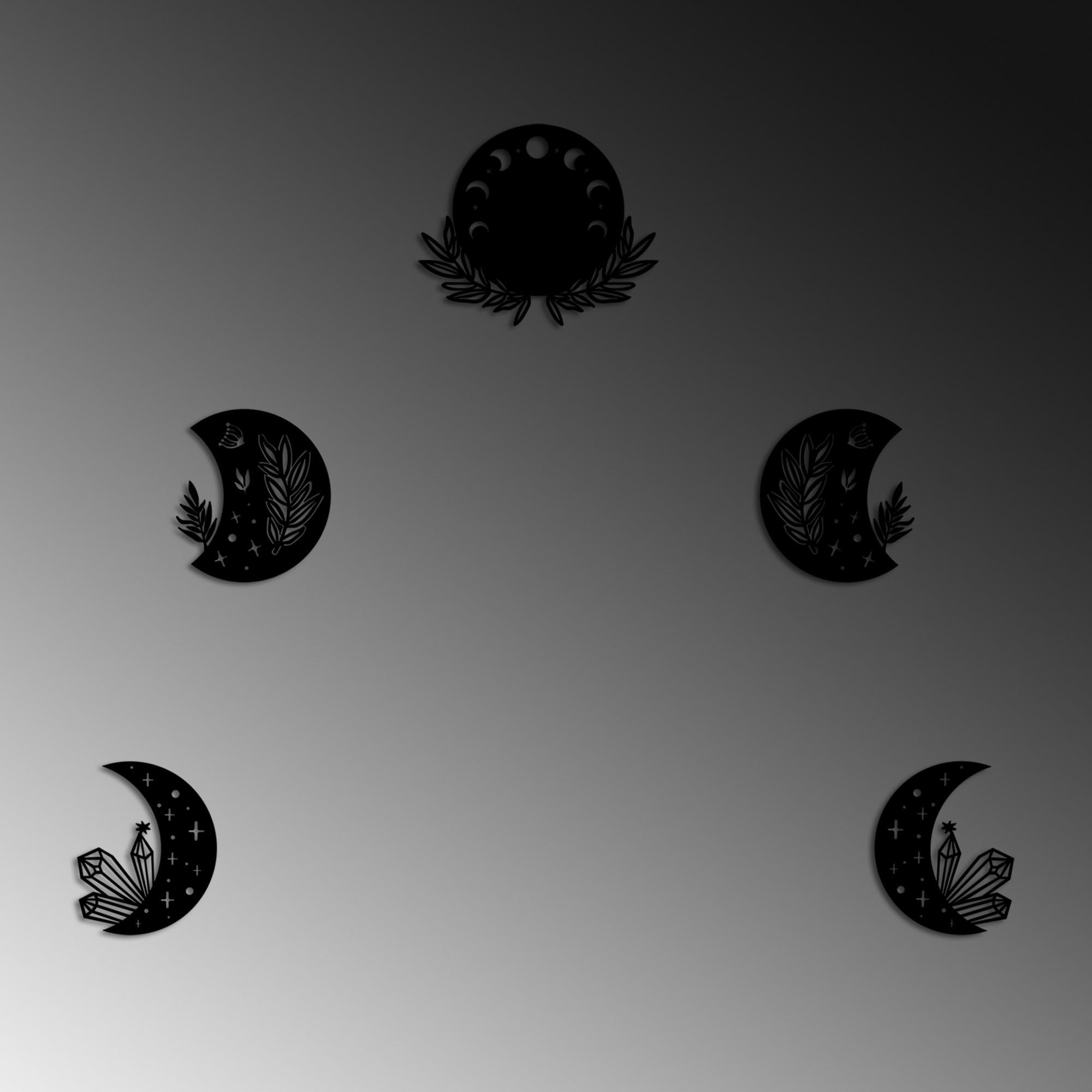 Elegant Black Decorative Metal Wall Accessory (5 Pieces), 30L x 26W cm - Image 4