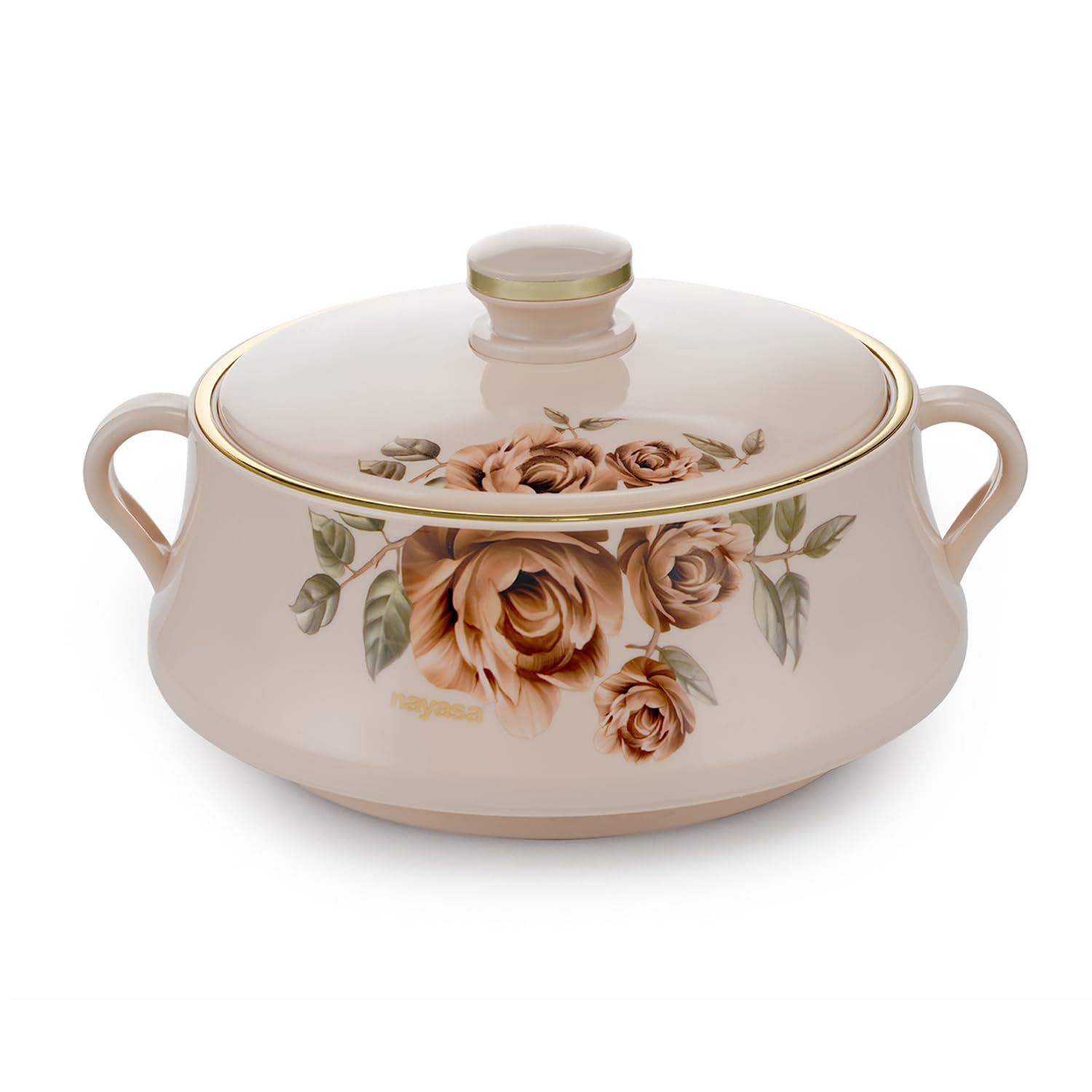 Nayasa Lorenzo Insulated Inner Stainless Steel Casserole- 1500 ML | Serving Curved Dish   With Lid | Hot Pot for Kitchen | Roti Box | Beige - Image 3 thumbnail