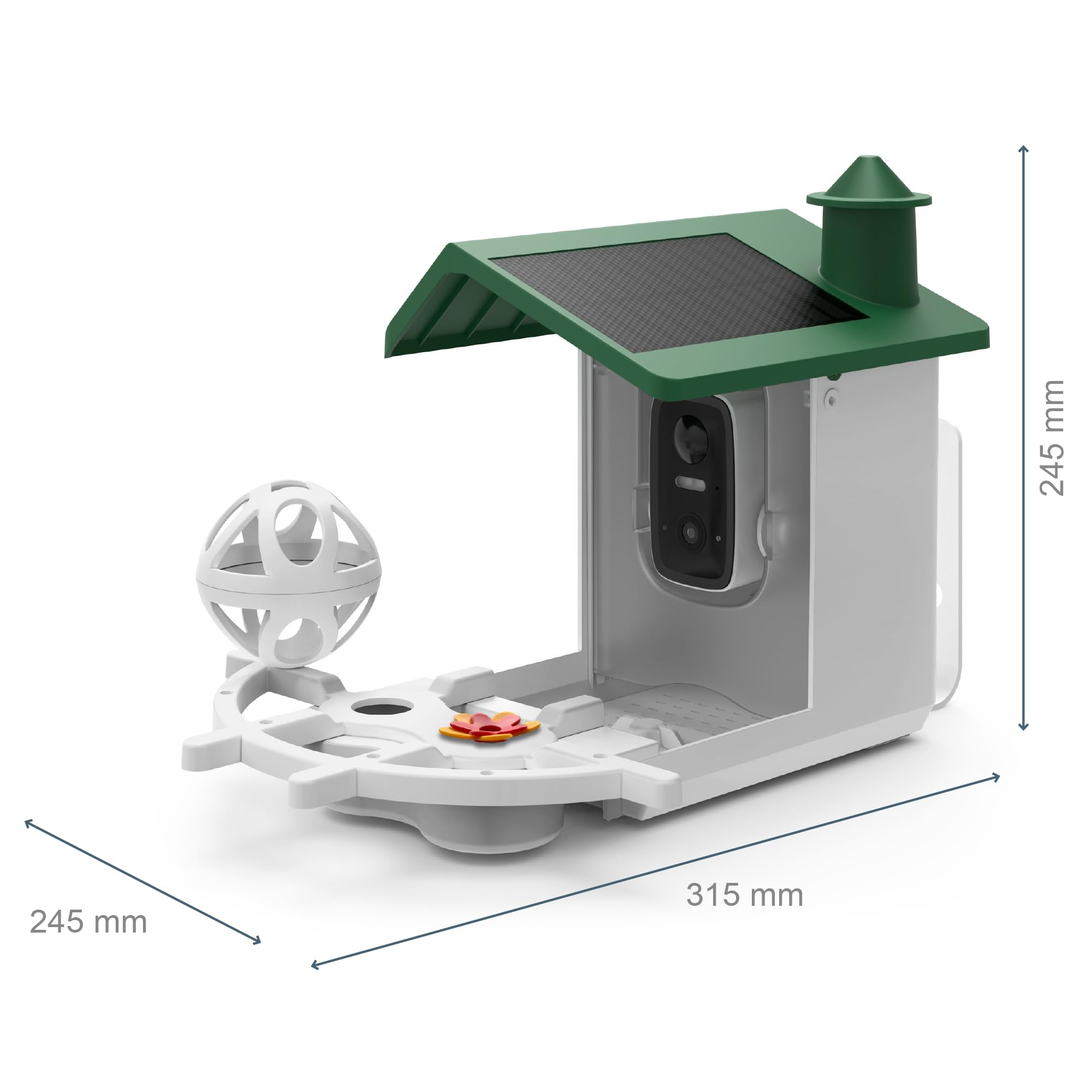 Avidsen Intelligentes Vogelhaus mit WLAN-Kamera, Full HD 1080p, Solarbetrieb, 2L Futterspender, Nachtsicht, Zwei-Wege-Audio, IP65, App-Steuerung, Grün