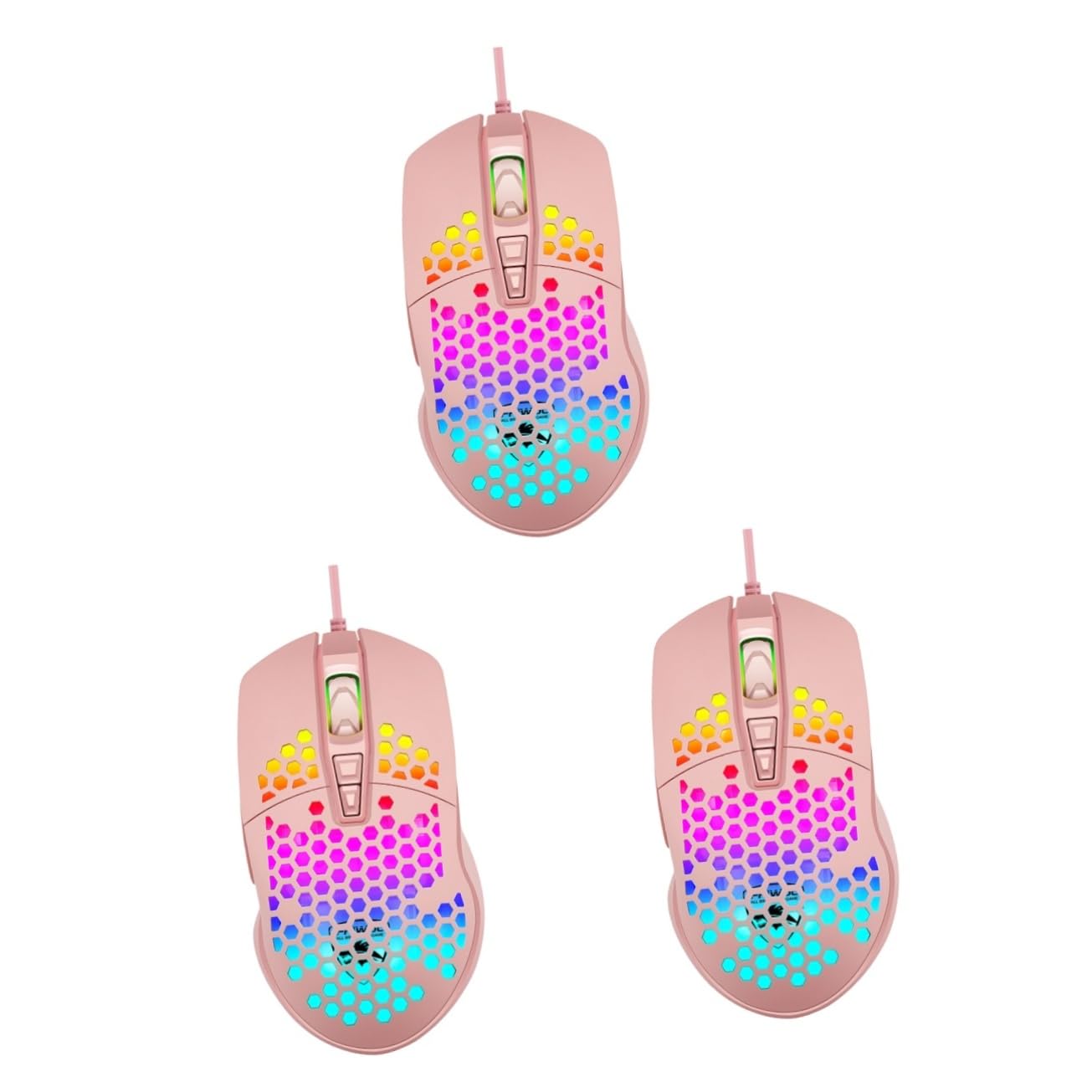 3 pezzi mouse da gioco cavo tablet for bambini retroilluminazione meccanica laptop cool gaming lap desk mouse cablato retroilluminazione a nido d'ape V9 rosa plastica mouse meccanico computer / 309