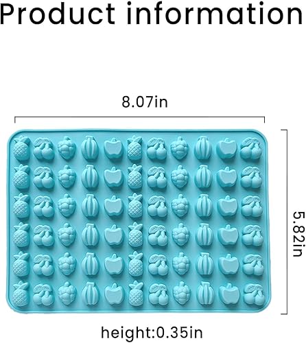 Miniatura 3 de Juego de 4 moldes para aperitivos de frutas pequeñas, 2 moldes de silicona y 2 goteros, 66 moldes para hacer dulces de piña con cavidades para