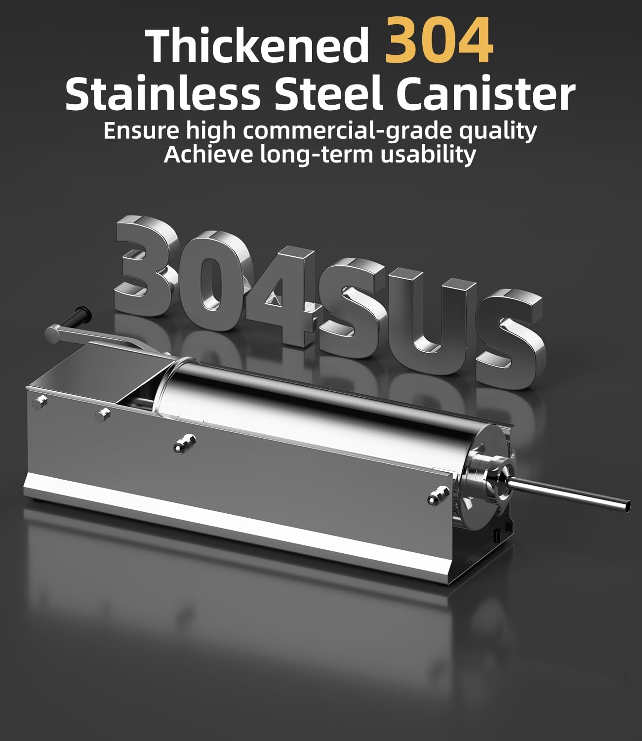 Sausage Stuffer Machine 15Lb/7L, 304 Stainless Steel Sausage Maker Horizontal Manual with 4 Stainless Steel Stuffing Tubes
