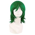 MapofBeauty 14 Inch/35 cm Short Cosplay Wolf Tail Synthetic Side Bangs Party Wig (Grass Green)