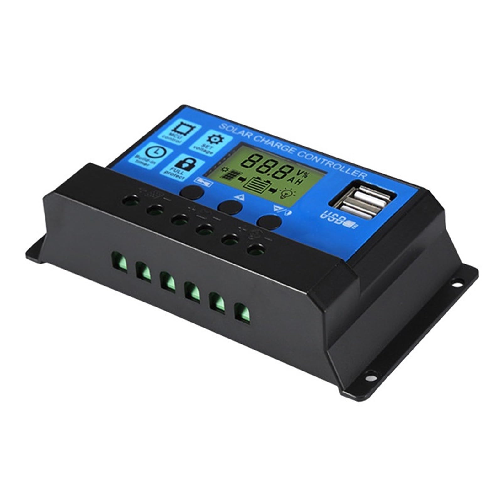 Controlador De Carga Solar 10A 20A 30A 40A 50A 60A 12V 24V Auto PWM 5V Regulador Salida PV Cargador Batería Casa LCD Dual USB(50A)