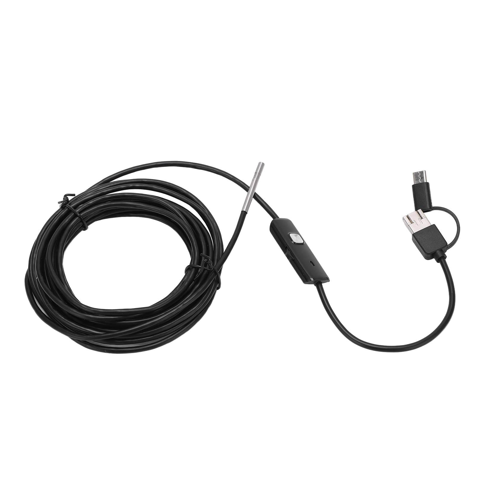 Fafeicy Endoscopio de 3,9 mm Cámara de inspección de alta resolución Tubería Teléfono móvil Endoscopio LED 6 luces LED IP67 a prueba de agua con interfaz tipo C para computadora PC (cableado 5 m)