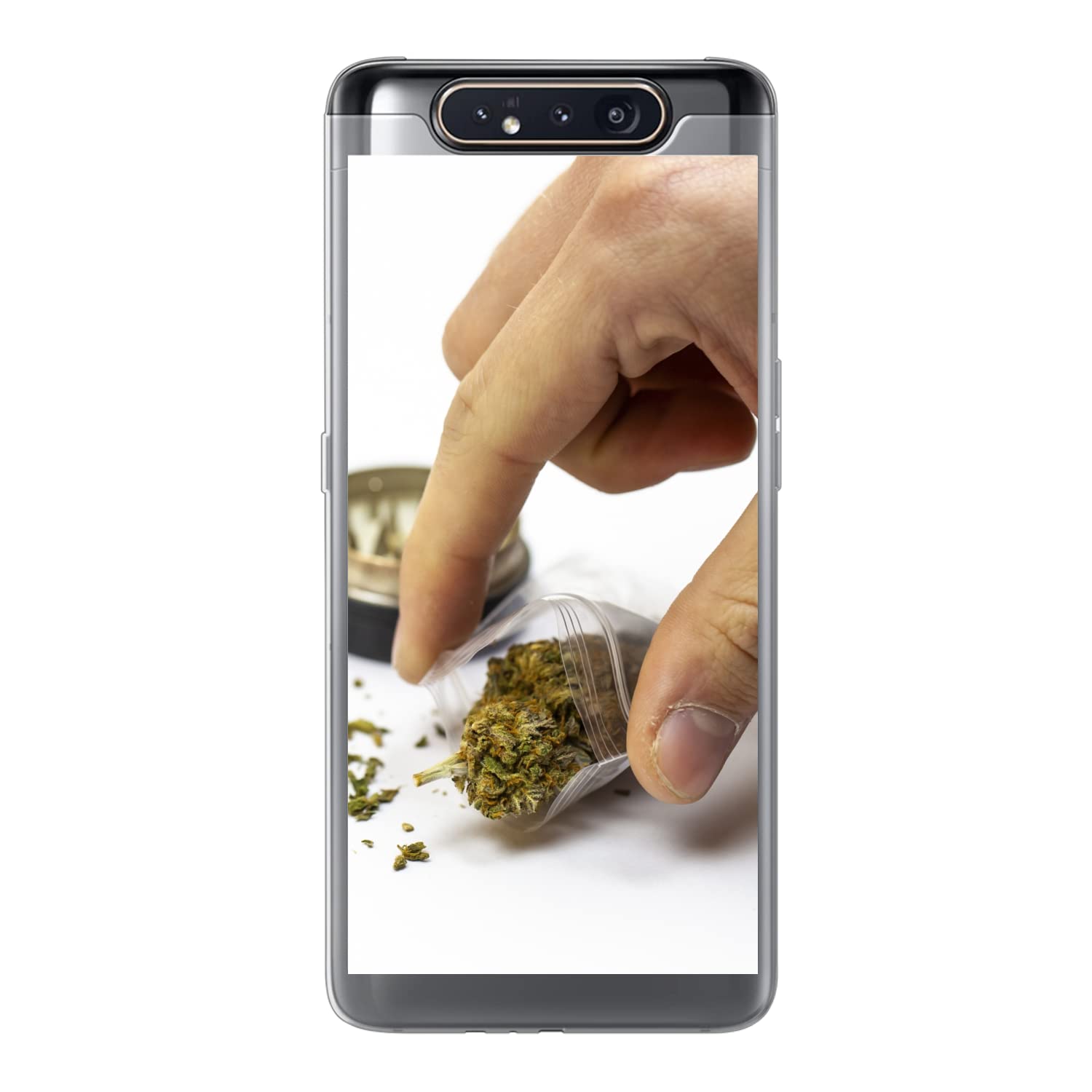 Funda para Samsung Galaxy A80 - Marihuana en una Bolsa de plástico con Molinillo - Funda de Silicona/Funda Blanda para teléfono móvil