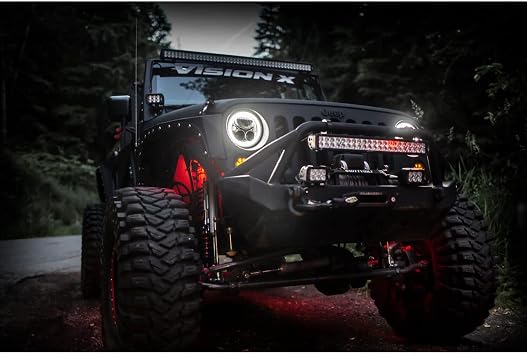 Vision X Lighting XIL-7RDBKITJK 7 Round VX LED Headlight, 2 Light Kit, Black Chrome Face for Jeep JK