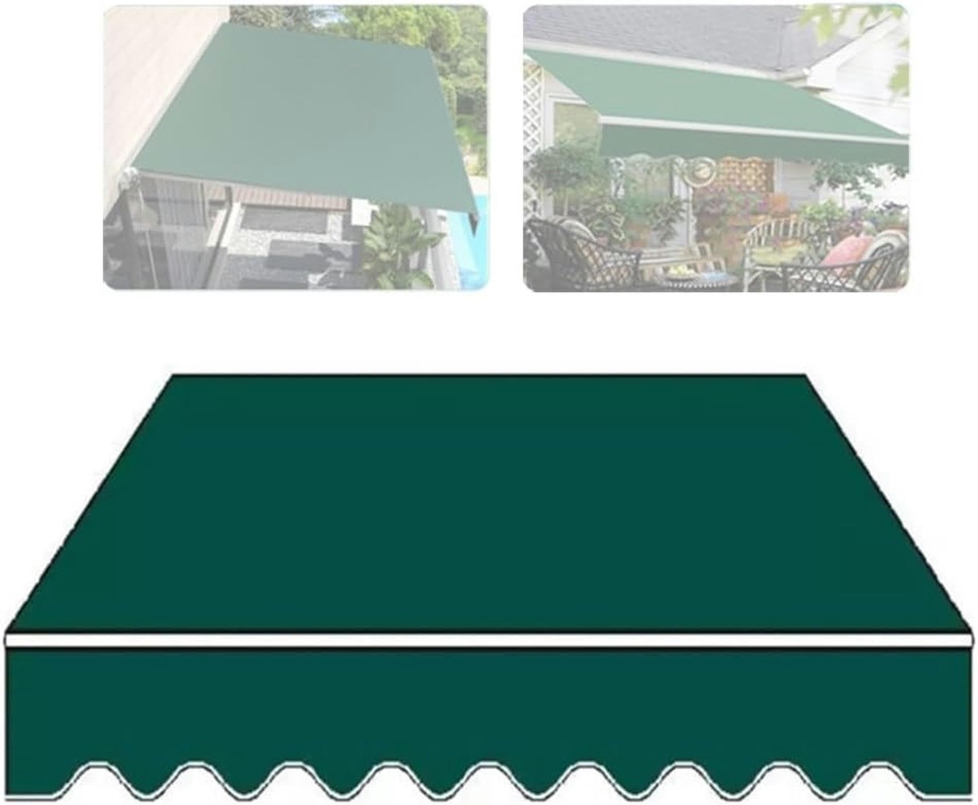 Toile de rechange pour auvent extérieur robuste - Tissu de store banne vert 4x3m