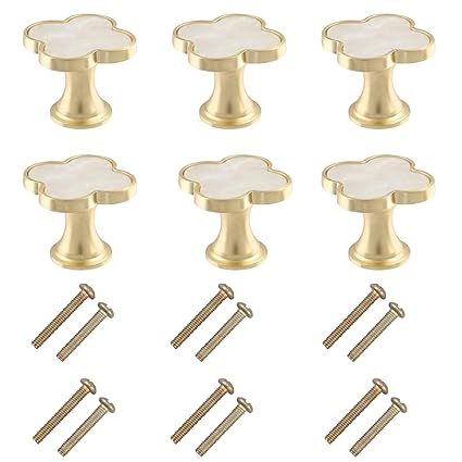 LLDYNW 6 pcs Clover Knobs Creative Leaf Kitchen Cabinet Handles Drawer Pull Handles Dresser Knobs Furniture Door Zinc Alloy Single Hole Pull Handles