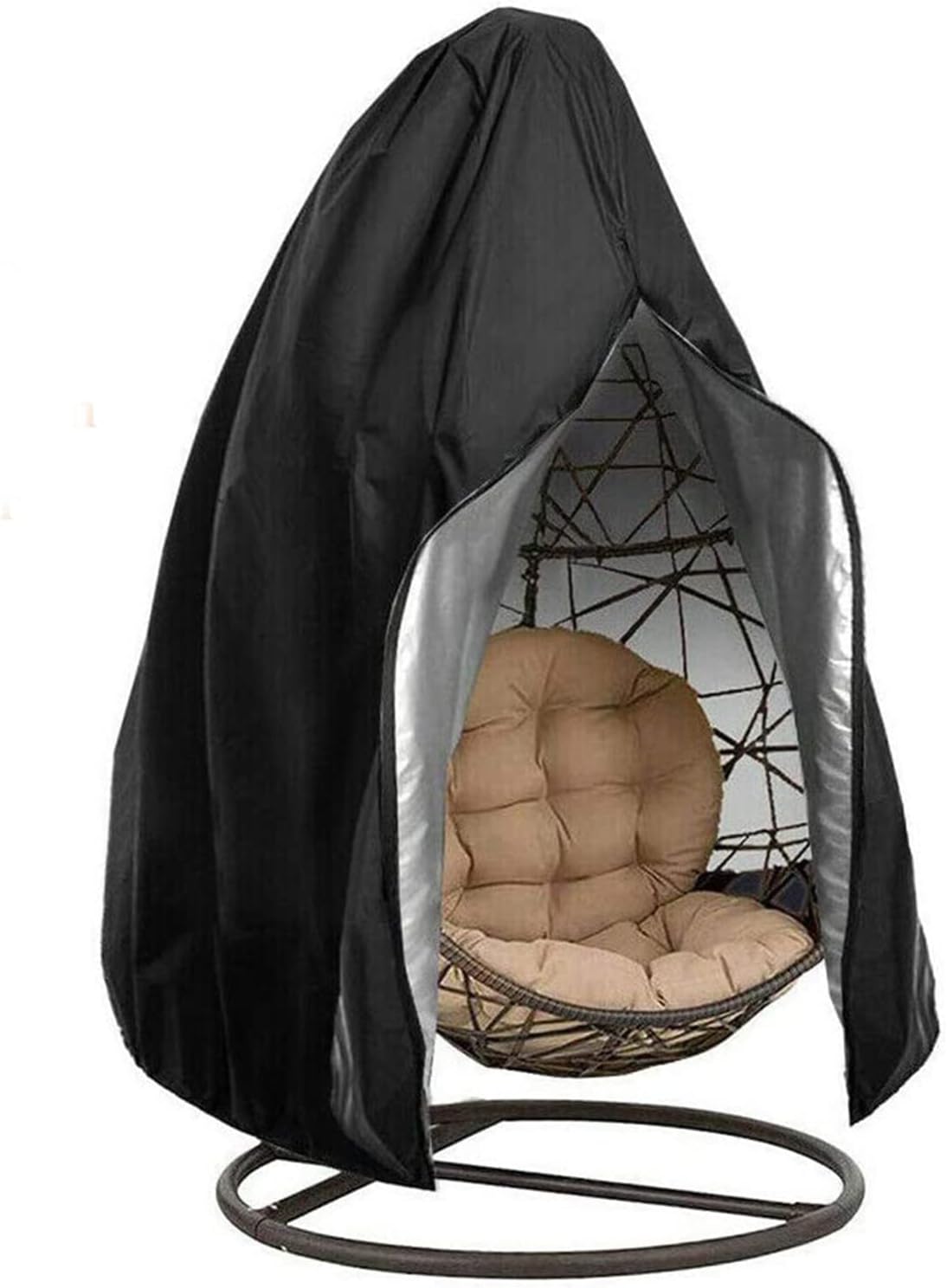 Egg Patio Hanging Chair Cover with Zipper, Waterproof, Windproof, Anti-UV, 210D Oxford Fabric Duck Egg Chair Covers for Egg Chair on Stand(Size:230x200cm,Color:Silver)