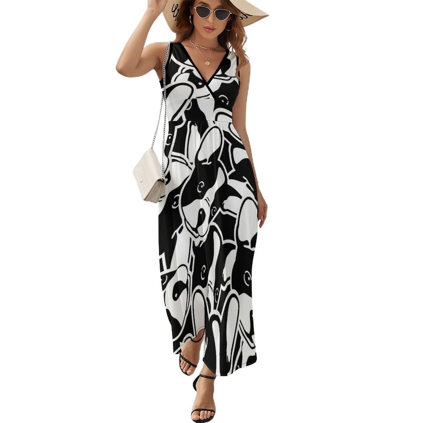 Robe d'été sans manches à imprimé chien pour un look fluide - 8