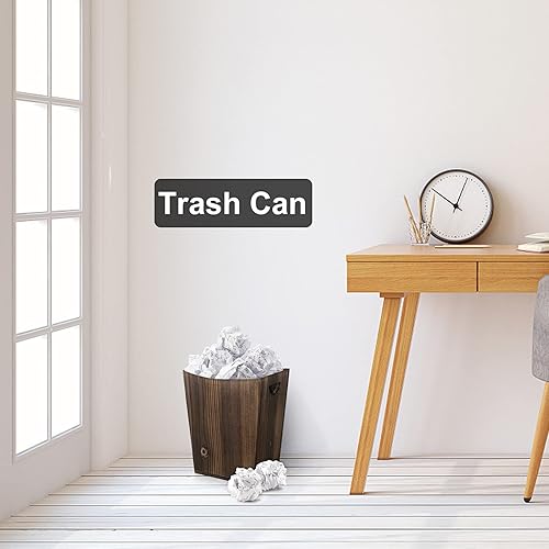 Miniatura 3 de Cesta de basura de madera pequeño cubo de basura para oficina cubo de basura rectangular decorativo con 2 asas para baño dormitorio cocina hotel