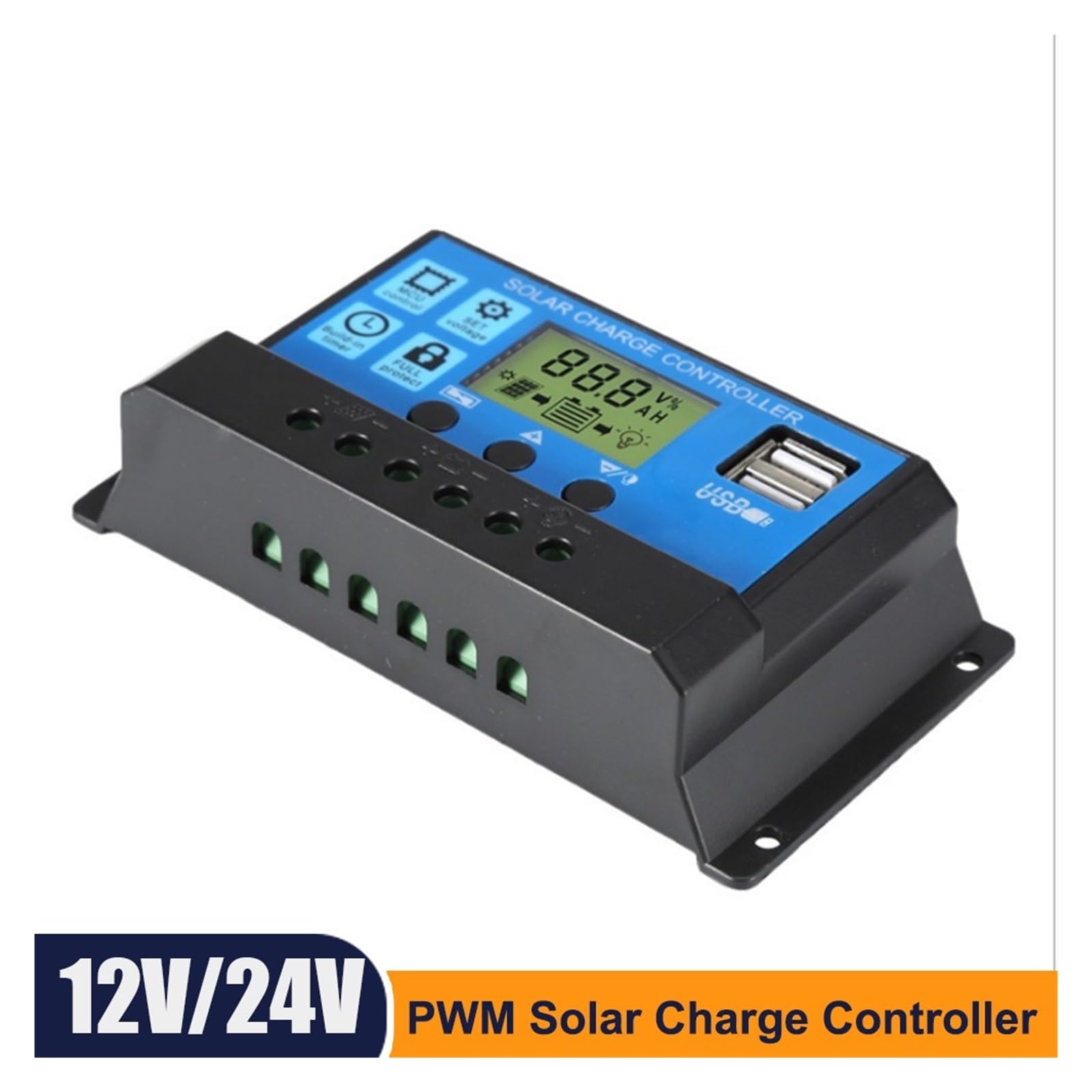 30A 40A 50A 60A PWM Regulator Ładowania Słonecznego Podwójny Wyświetlacz LCD USB 12V 24V Automatyczny Panel Ogniw Słonecznych Regulator Ładowarki Układ Słoneczny Łatwy Skuteczny(50A)