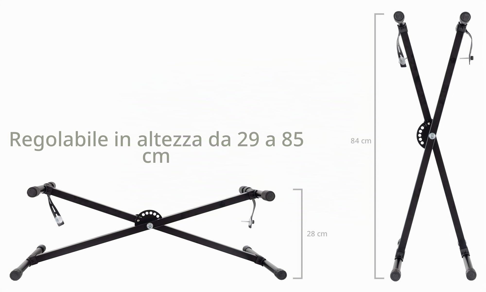 FunKey Supporto Tastiera con Struttura a X - Chiusura a Strappo Affidabile - Con Manicotti Antiscivolo Integrati - Supporto dal Design Pieghevole - Include Cinghie di Fissaggio Robuste