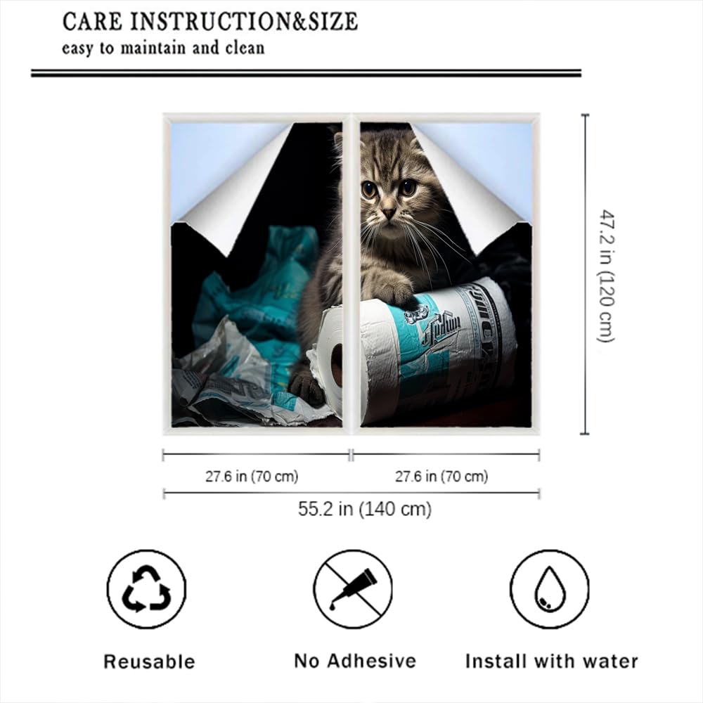 Clever Cat - Pellicola per finestre in vetro colorato, motivo astratto, moderno, per la privacy degli animali, non adesiva, decorativa, statica, per casa e ufficio, 70 x 120 cm, 2 pezzi
