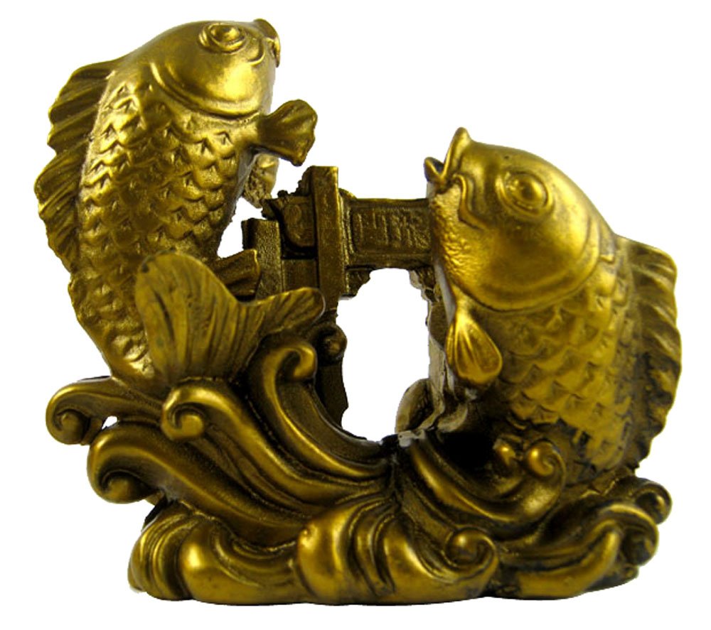 eshoppee Feng Shui Dragon Gate Double Fish for Good Luck and Prosperity