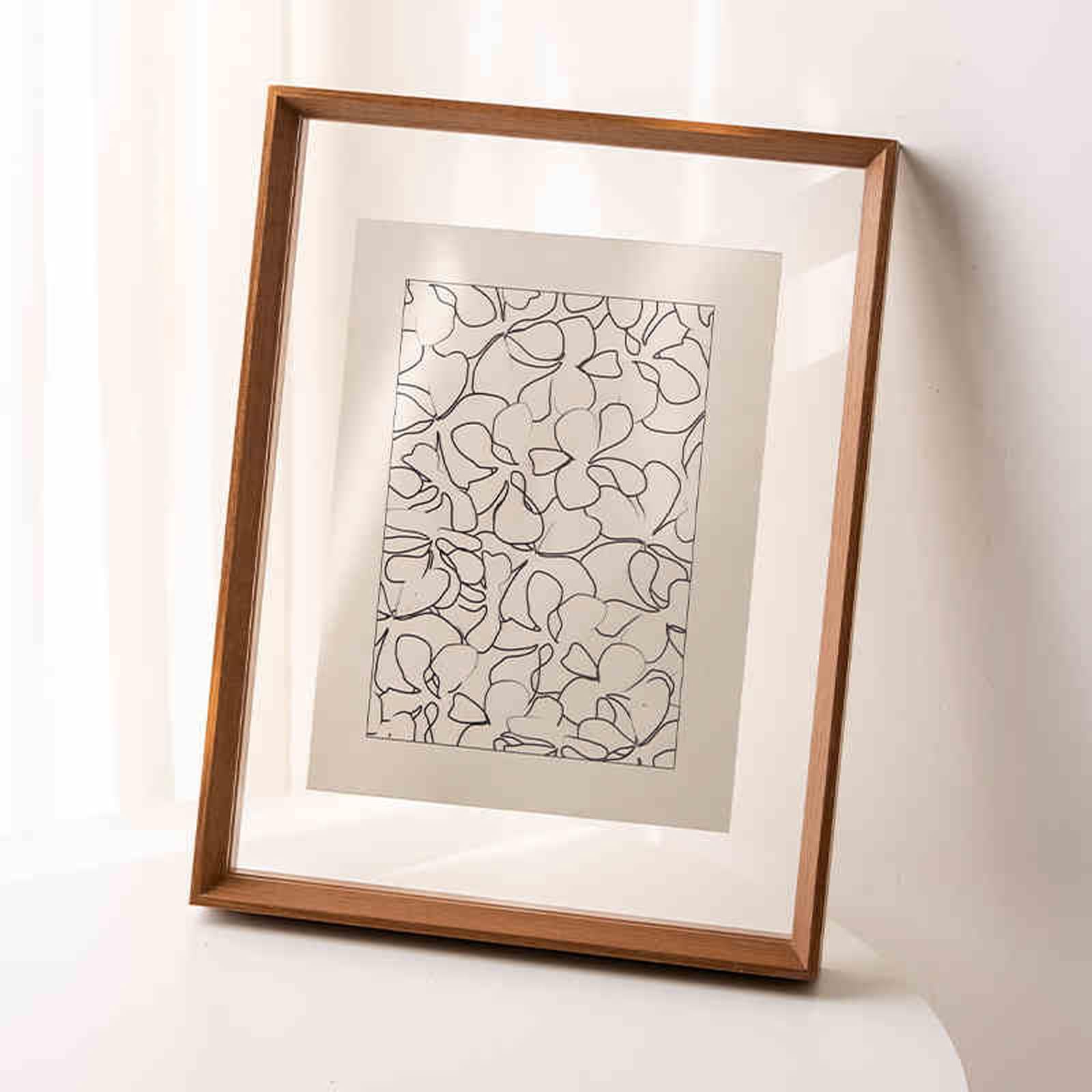 Double Sided Floating Photo Frame, Double Sided Floating Glass Plant Specimen Photo Frame Multicolor Multiple Sizes(Walnut Color,38 * 38cm)