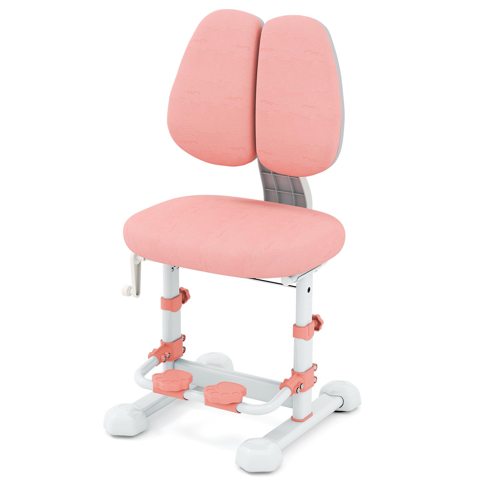 COSTWAY In hoogte verstelbare bureaustoel voor kinderen, ergonomische jeugdstoel met dubbele rugleuning, netkussen en draaibare voetensteun, computerstoel, kinderstoel voor jongens en meisjes (blauw