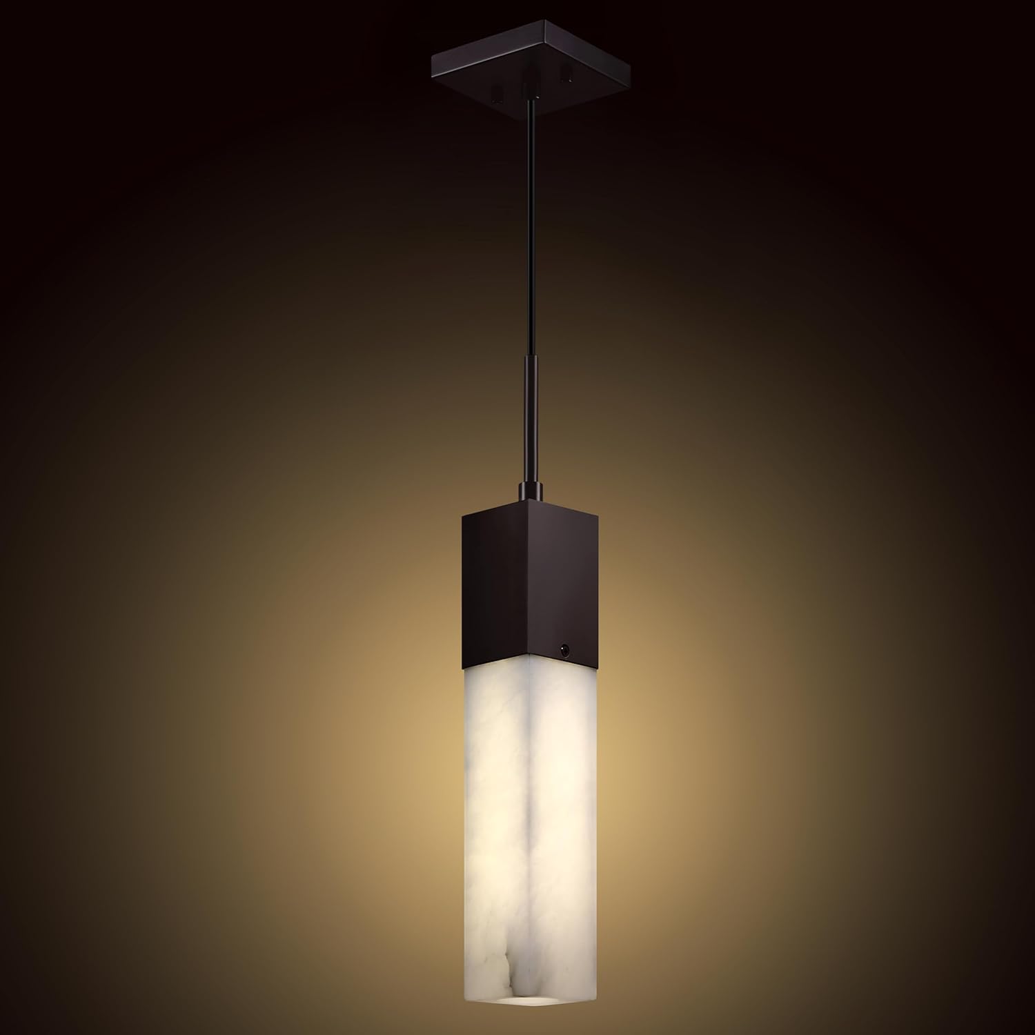 1 Light Hanging Kitchen Island Natural Alabaster Marble Pendant Ceiling Light Fixture,Modern Industrial Farmhouse Light Oil Rubbed Bronze Finish Over Sink Restaurant bar Corridor