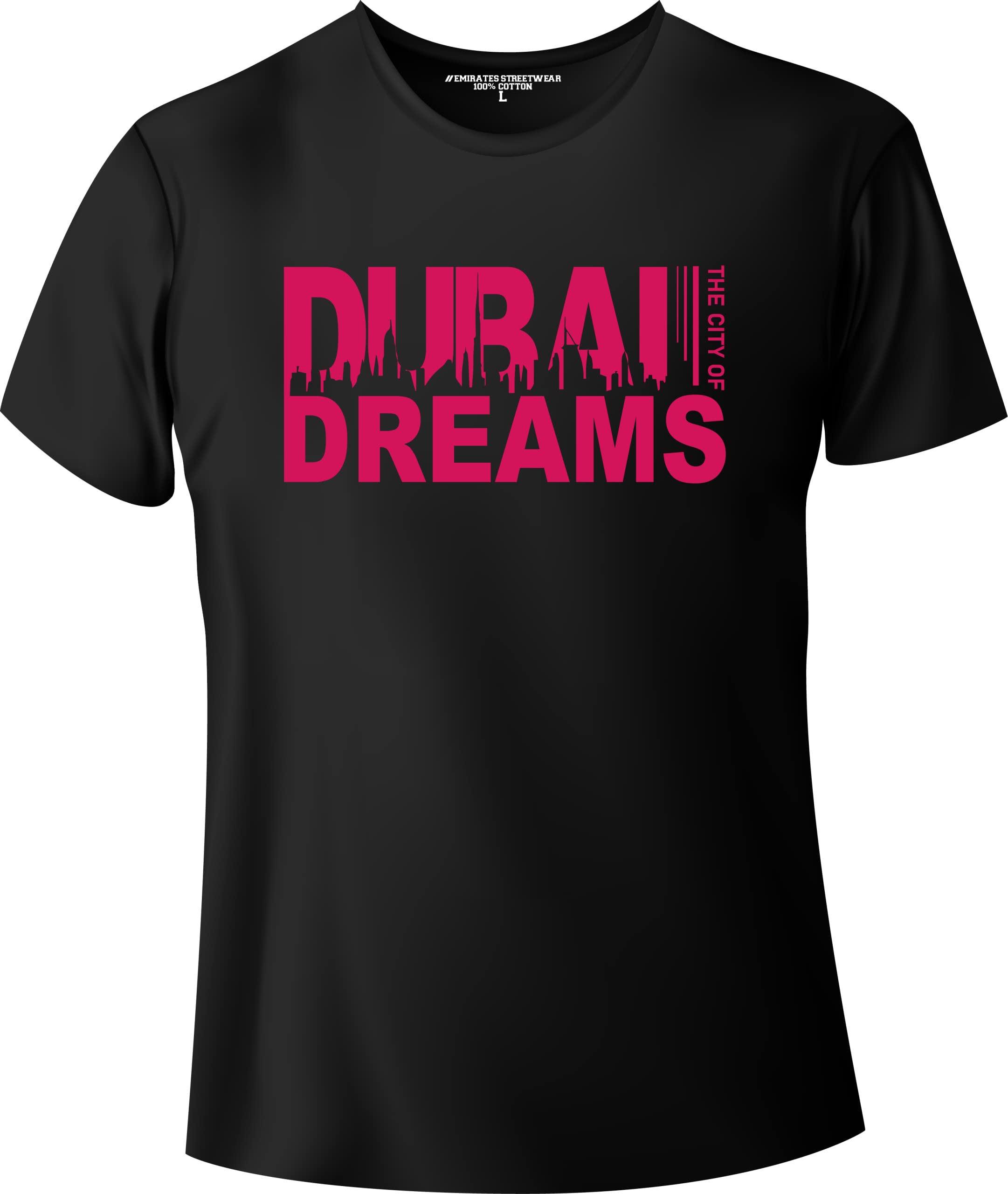 Emirates StreetwearDubai The City of Dreams T-shirt for Men or Women Cotton Black D-143