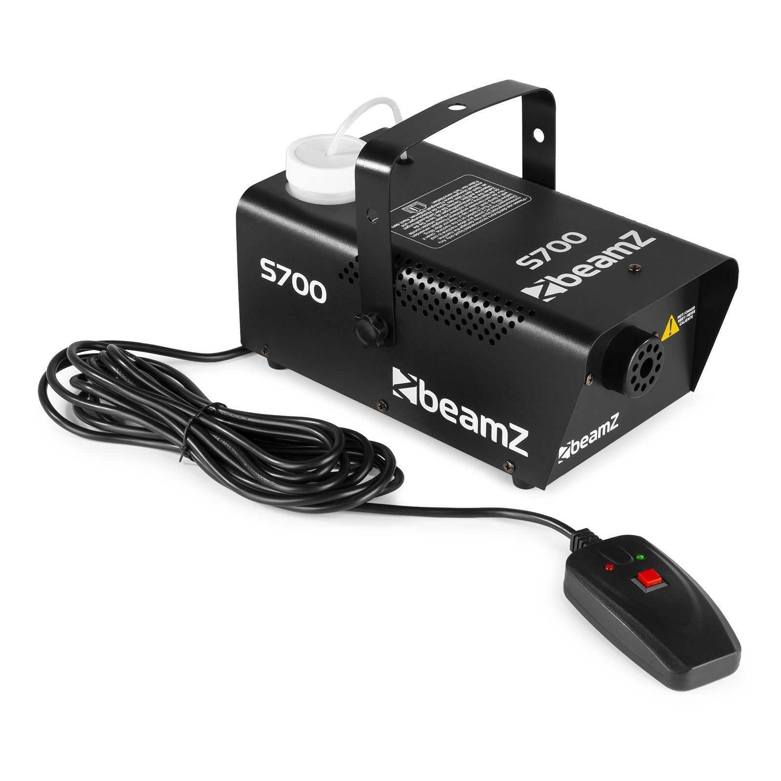 BeamZ S700 Mini Nebelmaschine mit Fernbedienung inkl. 250ml Fluid, 700 Watt Fogger, Smoke Machine mit 400ml Tank, Fog Machine, Nebelmaschine Halloween für Party, Hochzeit, Events, Hazer mit 75m³/min