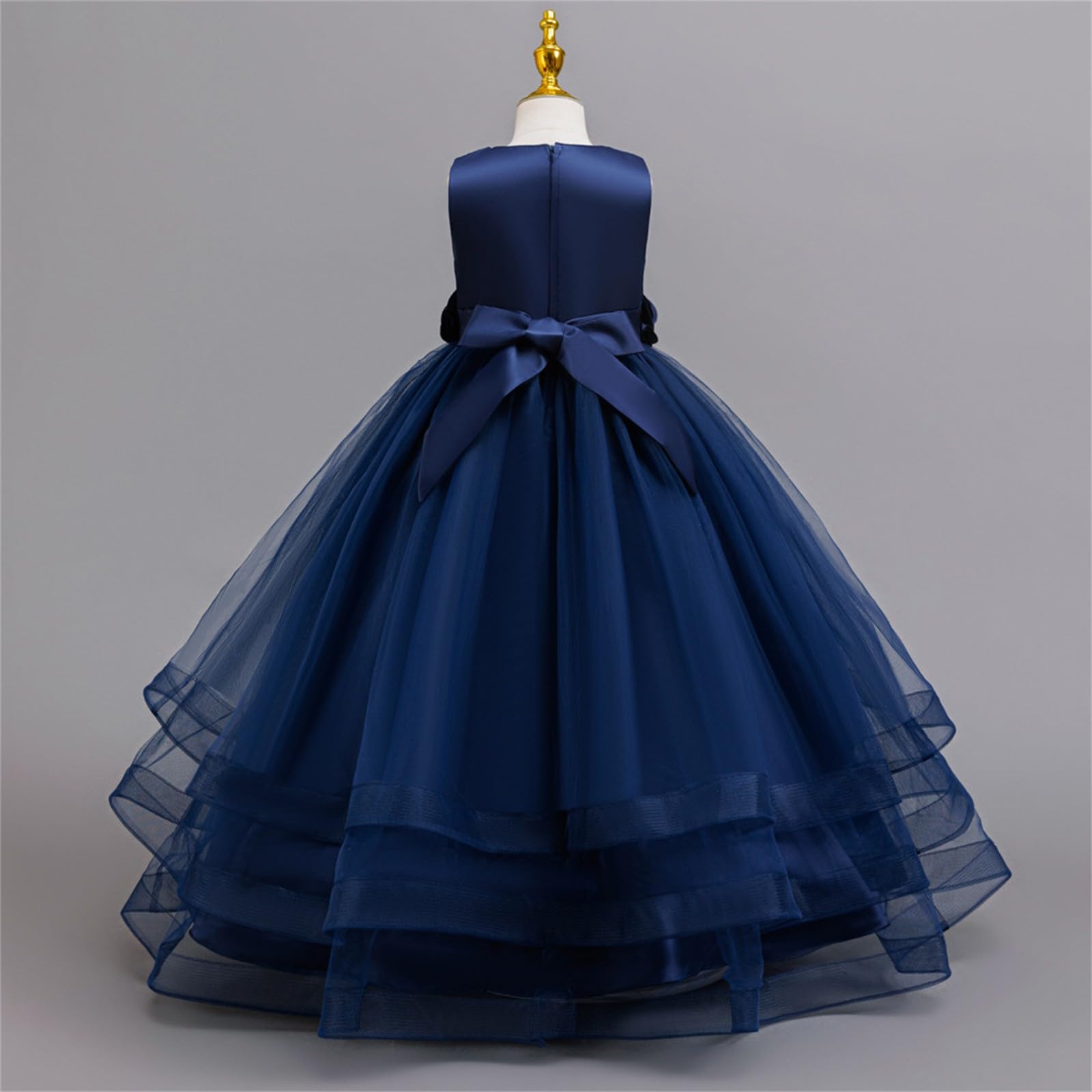 Prinzessinnenkleid aus Tüll für Mädchen, Blumenmädchen, Hochzeit, Brautjungfer, Festzug, Geburtstag, Party, Abend, Abschlussball, bodenlanges Kleid