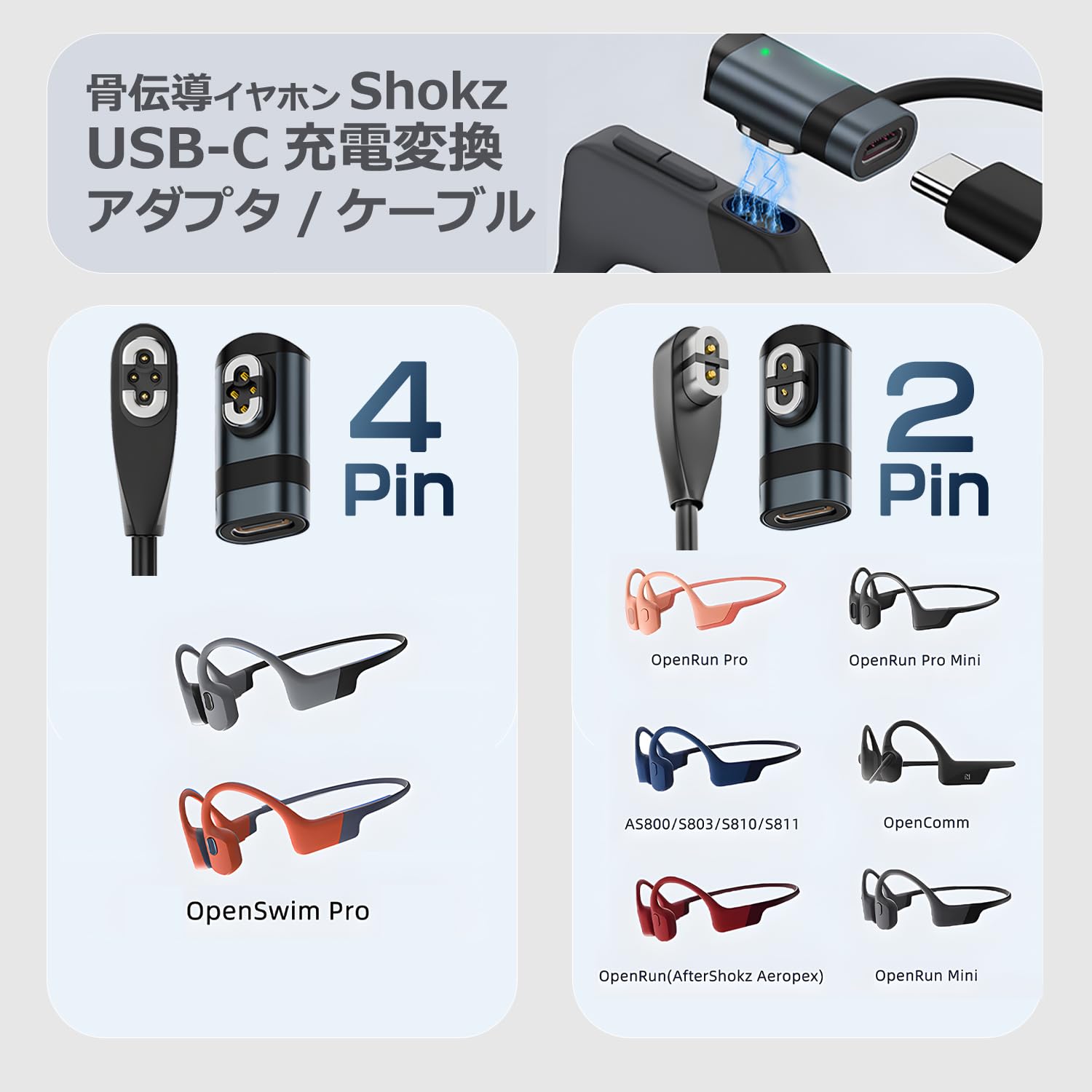 Amazon.co.jp: 日本の中小企業 MSL FORCE Shokz骨伝導イヤホン用 USB-C