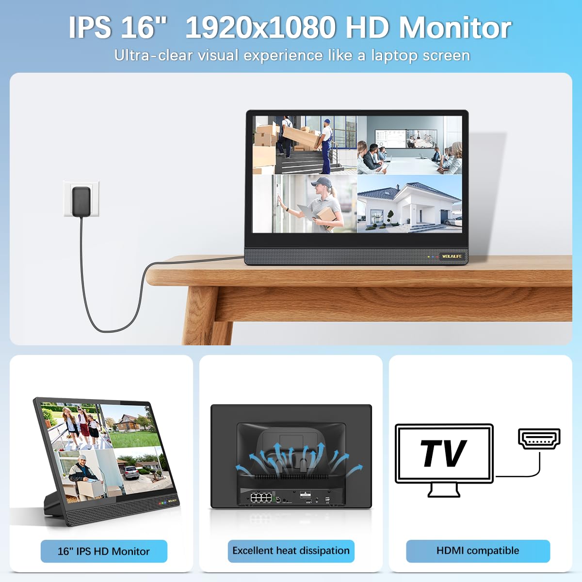 Registratore 4K tutto in uno POE NVR con monitor IPS da 15,6 pollici senza