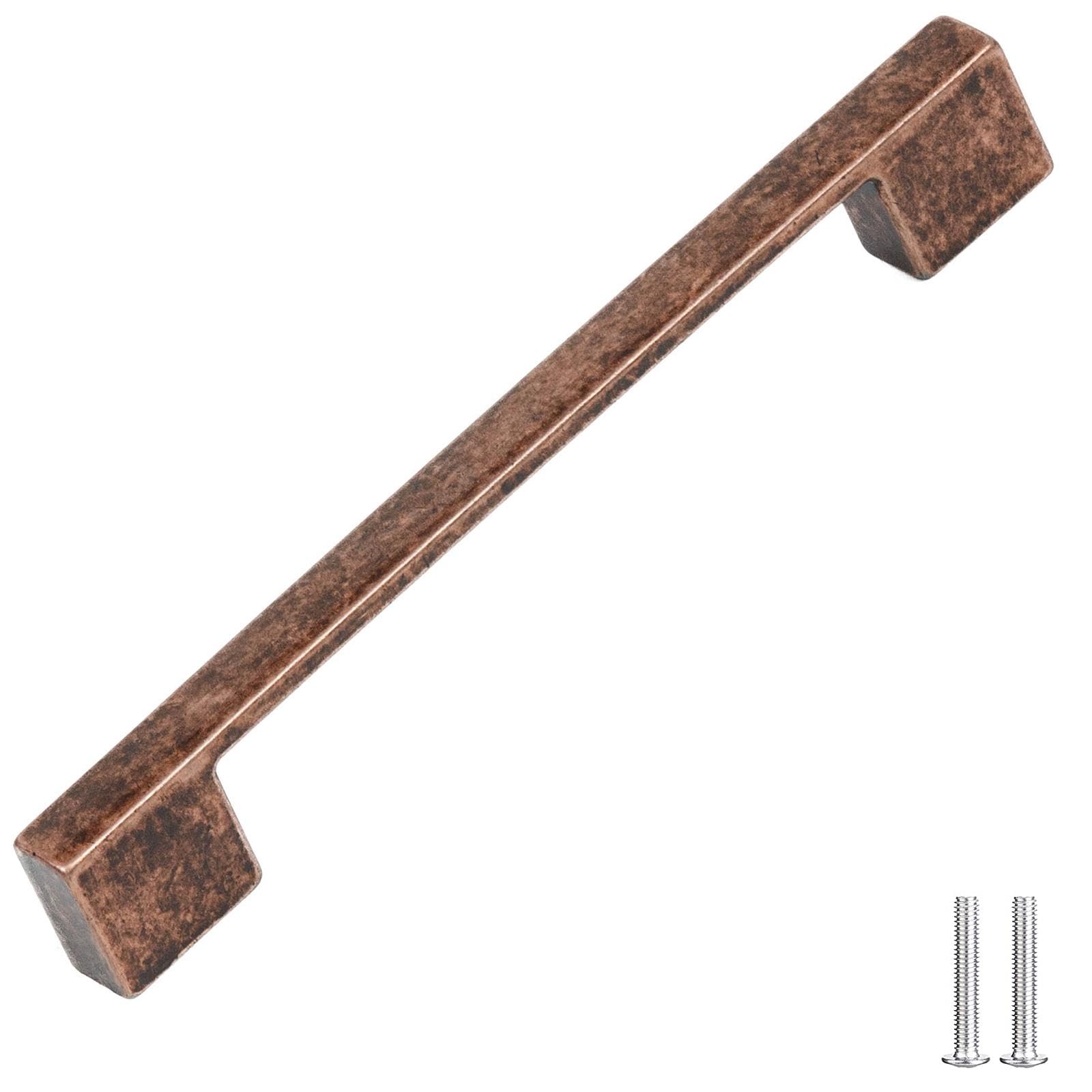 Decoranddecor Antique Copper Dimora D-Shape Cupboard Handles, Rectangular Kitchen Handles For Cupboards, Cabinet Pulls - 160Mm,