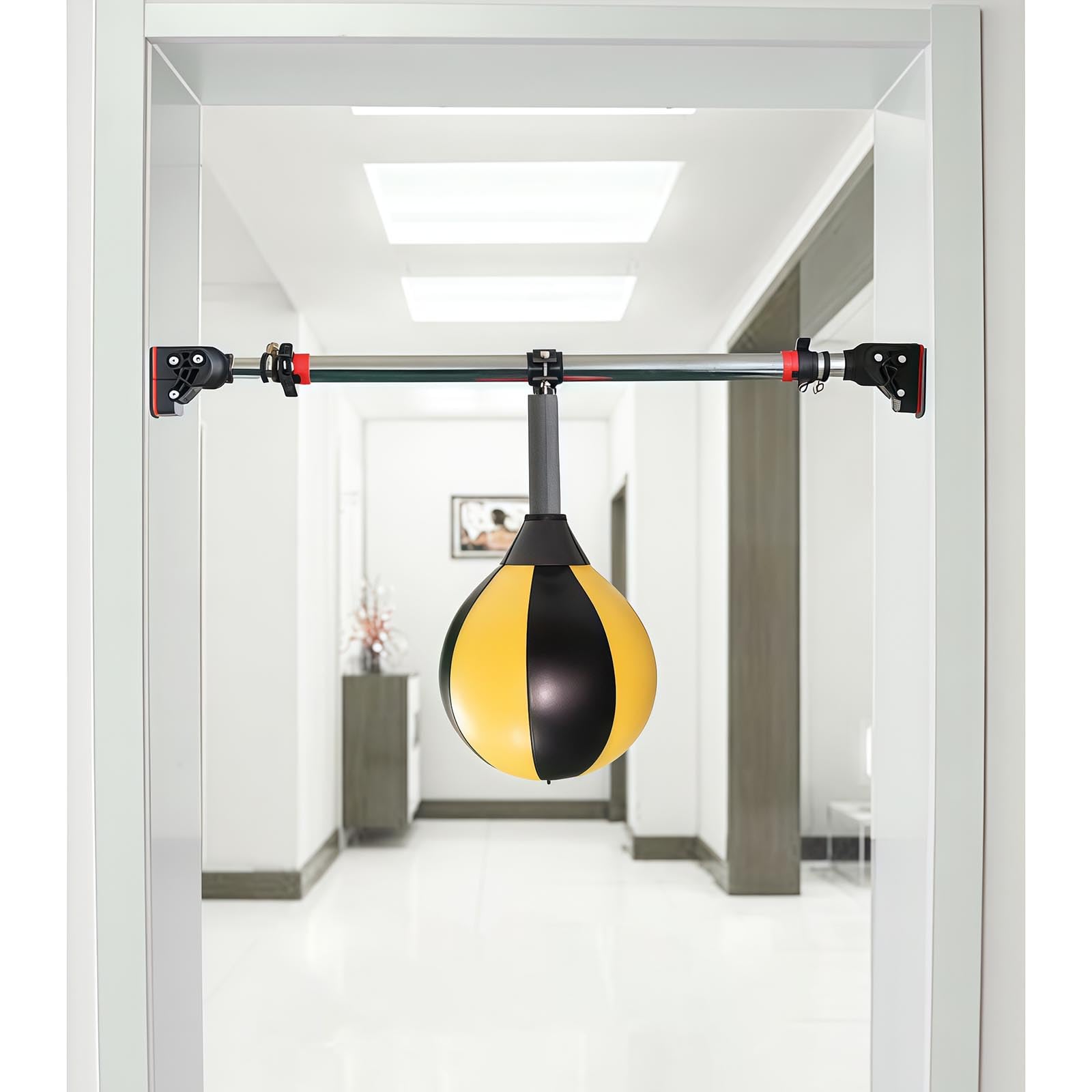 Box-Speedball – worek bokserski ze skóry z nadmuchiwaną piłką reakcyjną – przenośny przyrząd treningowy dla dorosłych – idealny do domu lub studia fitness