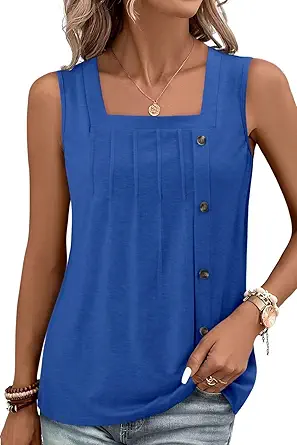 KISSMODA Womens Boho Tops for Summer Sleeveless Tanks Loose Fit Casual Blouse Daily Shirts for Leggings (S-3XL)