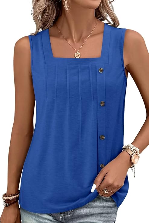 KISSMODA Womens Boho Tops for Summer Sleeveless Tanks Loose Fit Casual Blouse Daily Shirts for Leggings (S-3XL)